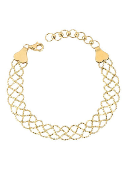 K18YG イエローゴールド 18金 ブレスレット レース 編み 18k メッシュ ワイド アジャスター ブレス - Jewelry Hills Tokyo