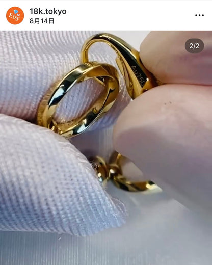 K18YG ツイスト ブレスレット オーバルリンクチェーン 18金 オーダーメイド ブレス 18K 中空 オーバルチェーン メンズ レディース ユニセックス チェーンブレス 中空 太め - Jewelry Hills Tokyo