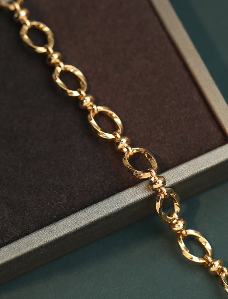 K18YG ツイスト ブレスレット オーバルリンクチェーン 18金 オーダーメイド ブレス 18K 中空 オーバルチェーン メンズ レディース ユニセックス チェーンブレス 中空 太め - Jewelry Hills Tokyo