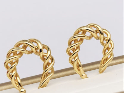 K18YG イエローゴールド フープピアス ピアス リングピアス 中空 ロープ ねじり ツイスト ツイストフープ 18金 18K K18 - Jewelry Hills Tokyo