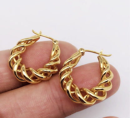 K18YG イエローゴールド フープピアス ピアス リングピアス 中空 ロープ ねじり ツイスト ツイストフープ 18金 18K K18 - Jewelry Hills Tokyo
