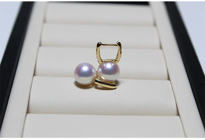K18YG イエローゴールド あこや真珠 アコヤ 18金 ピアス リングピアス フープピアス 真珠 パール 18K スクエア K18WG ホワイトゴールド - Jewelry Hills Tokyo