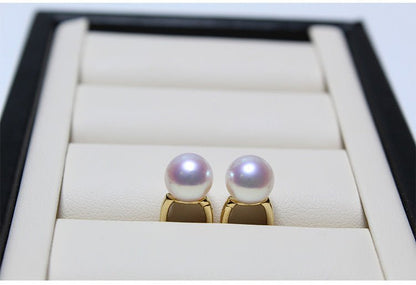 K18YG イエローゴールド あこや真珠 アコヤ 18金 ピアス リングピアス フープピアス 真珠 パール 18K スクエア K18WG ホワイトゴールド - Jewelry Hills Tokyo