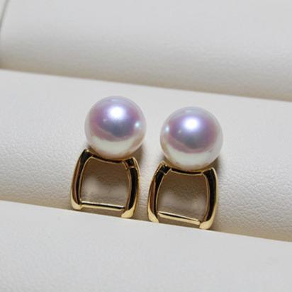 K18YG イエローゴールド あこや真珠 アコヤ 18金 ピアス リングピアス フープピアス 真珠 パール 18K スクエア K18WG ホワイトゴールド - Jewelry Hills Tokyo