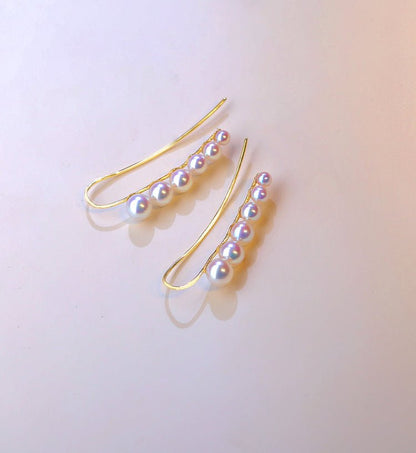 K18YG イエローゴールド あこや真珠 アコヤ 18金 ピアス イヤーカフ 6珠 6連 6玉 真珠 パール 18K akoya pearl グラデーション - Jewelry Hills Tokyo