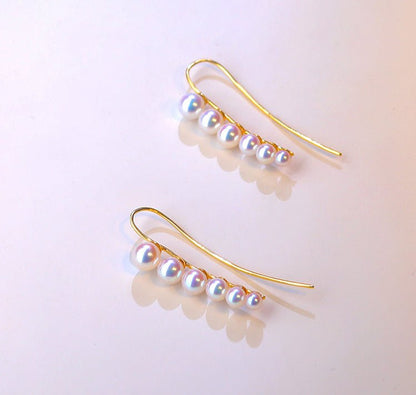K18YG イエローゴールド あこや真珠 アコヤ 18金 ピアス イヤーカフ 6珠 6連 6玉 真珠 パール 18K akoya pearl グラデーション - Jewelry Hills Tokyo