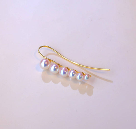 K18YG イエローゴールド あこや真珠 アコヤ 18金 ピアス イヤーカフ 6珠 6連 6玉 真珠 パール 18K akoya pearl グラデーション - Jewelry Hills Tokyo