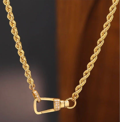 K18YG イエローゴールド ネックレス ペンダント 馬蹄 18k ロープチェーン ホースシュー ツイスト 18金 18K - Jewelry Hills Tokyo