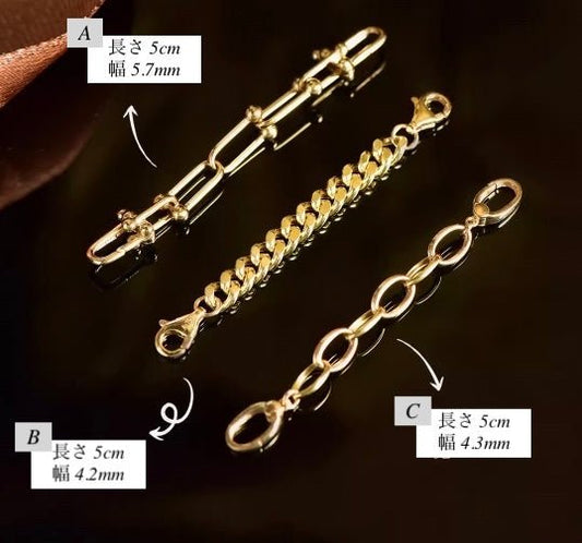 K18YG イエローゴールド 18K チェーンの繋ぎ ケーブルチェーン ジュエリーパーツ 18金 ネックレス用 チェーンパーツ アジャスター 調整 延長 ホースシュー 喜八チェーン - Jewelry Hills Tokyo