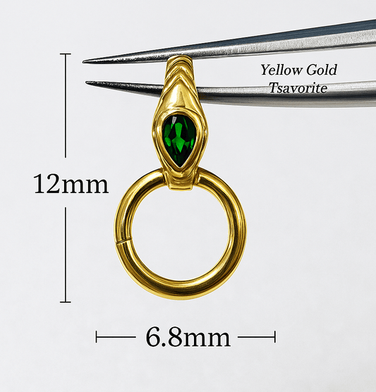 K18YG ツァボライト バチカン ロック付き 開口 ペンダントトップ 18K 18金 イエローゴールド ネックレスチャーム 爪ロック パーツ チャーム - Jewelry Hills Tokyo