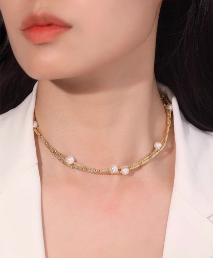 K18YG アコヤ真珠 ネックレス ロング マグネット ワイヤー 巻き ブレスレット 18K 18金 イエローゴールド 2way 3way バングル チョーカー - Jewelry Hills Tokyo