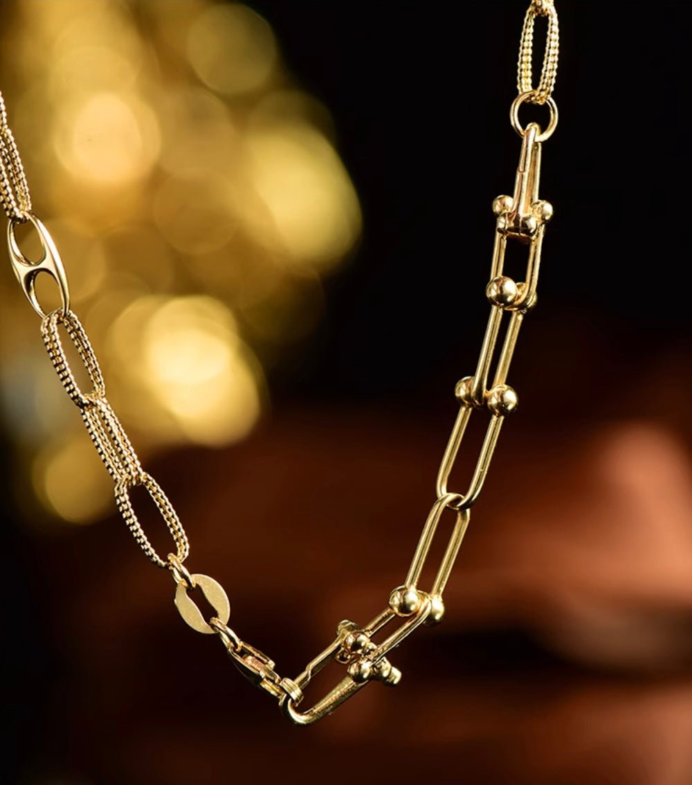 K18YG イエローゴールド 18K チェーンの繋ぎ ケーブルチェーン ジュエリーパーツ 18金 ネックレス用 チェーンパーツ アジャスター 調整 延長 ホースシュー 喜八チェーン - Jewelry Hills Tokyo