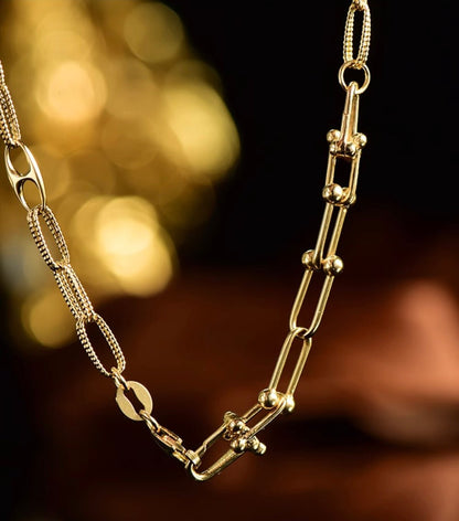 K18YG イエローゴールド 18K チェーンの繋ぎ ケーブルチェーン ジュエリーパーツ 18金 ネックレス用 チェーンパーツ アジャスター 調整 延長 ホースシュー 喜八チェーン - Jewelry Hills Tokyo