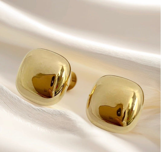 K18YG スタッドピアス 鏡面 スクエア 四角形 イエローゴールド 18K 18金 ピアス 中空ピアス イエローゴールド シンプル - Jewelry Hills Tokyo