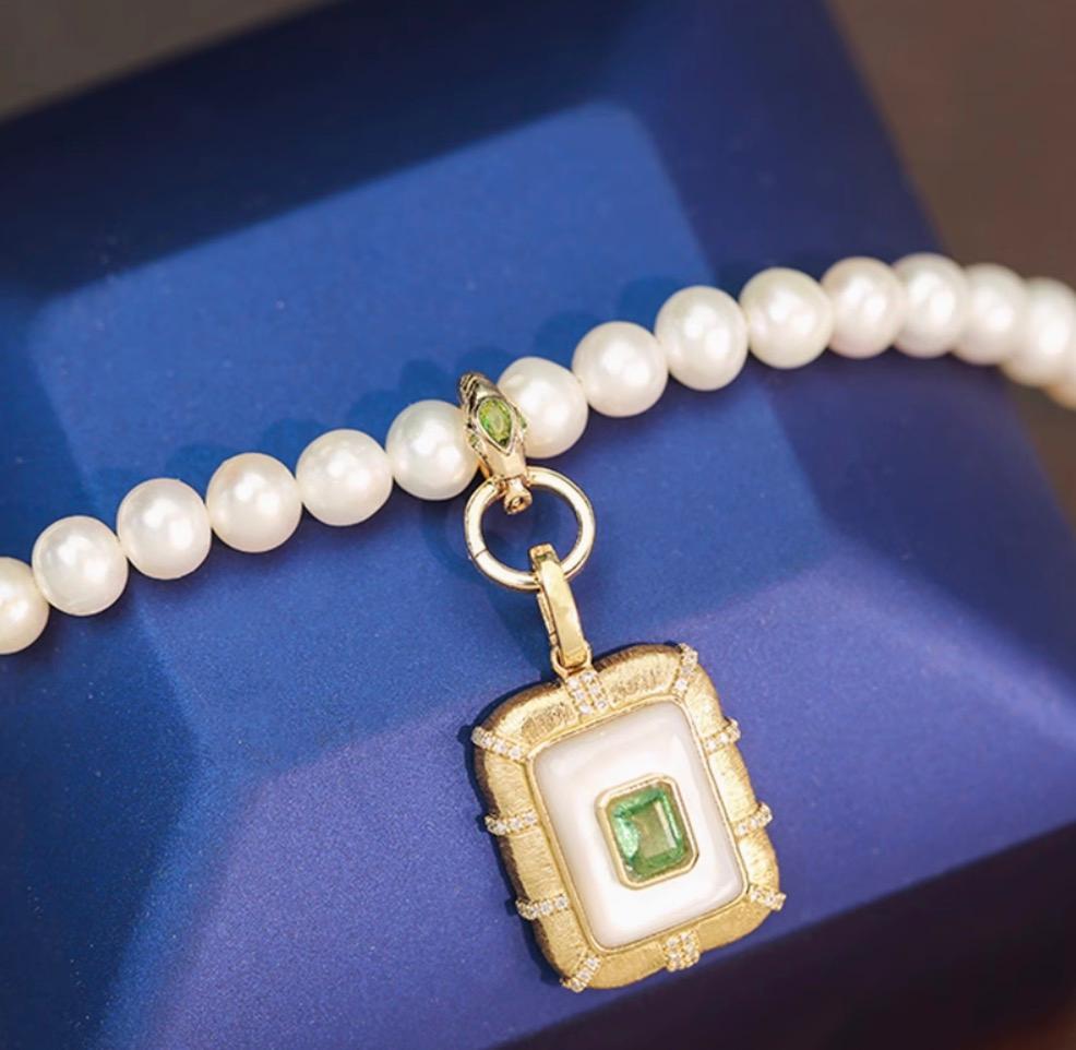 K18YG ツァボライト バチカン ロック付き 開口 ペンダントトップ 18K 18金 イエローゴールド ネックレスチャーム 爪ロック パーツ チャーム - Jewelry Hills Tokyo