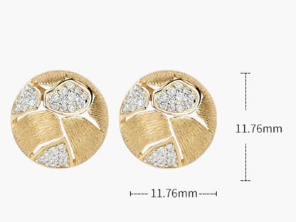 K18YG ダイヤモンド 模様 スタッドピアス イエローゴールド 18K 18金 ラウンド 円形 つや消し マット加工 やすり加工 ヘアライン 柄 甲羅 - Jewelry Hills Tokyo