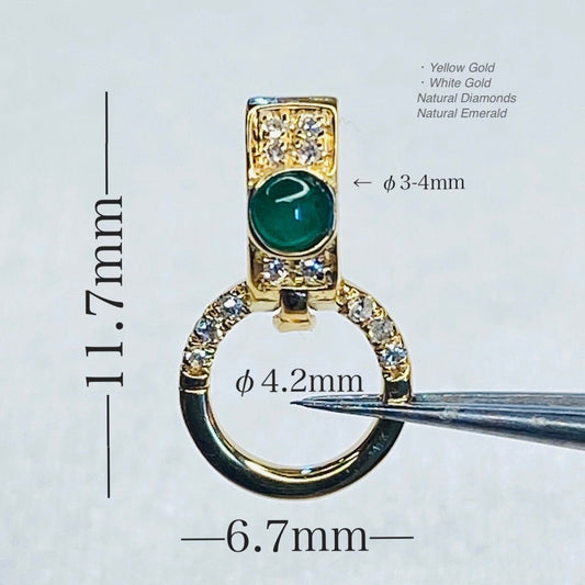 K18YG エメラルド ダイヤモンド ロック付き 18K 18金 イエローゴールド パーツ バチカン チャーム 留め具 留め金具 繋ぎ マルチバチカン - Jewelry Hills Tokyo