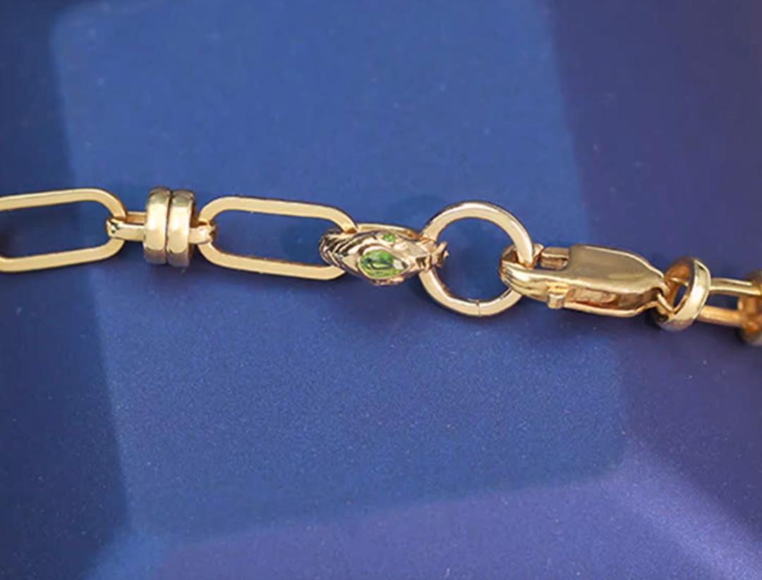 K18YG ツァボライト バチカン ロック付き 開口 ペンダントトップ 18K 18金 イエローゴールド ネックレスチャーム 爪ロック パーツ チャーム - Jewelry Hills Tokyo
