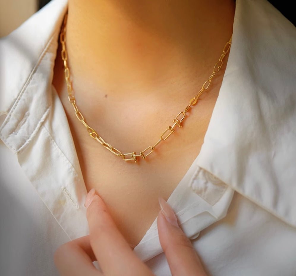 K18YG イエローゴールド 18K チェーンの繋ぎ ケーブルチェーン ジュエリーパーツ 18金 ネックレス用 チェーンパーツ アジャスター 調整 延長 ホースシュー 喜八チェーン - Jewelry Hills Tokyo