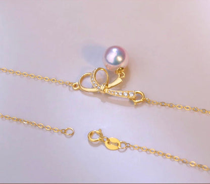 K18YG あこや真珠 ネックレス ペンダント ジルコニア 18K 18金 アコヤ パール akoya YG アコヤ真珠 - Jewelry Hills Tokyo