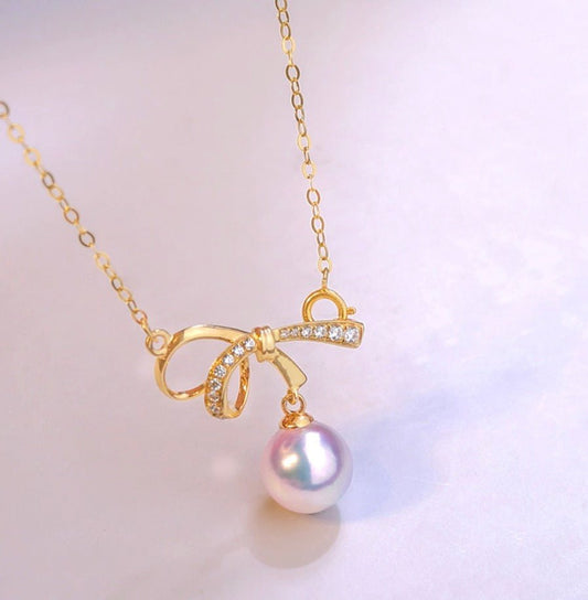 K18YG あこや真珠 ネックレス ペンダント ジルコニア 18K 18金 アコヤ パール akoya YG アコヤ真珠 - Jewelry Hills Tokyo