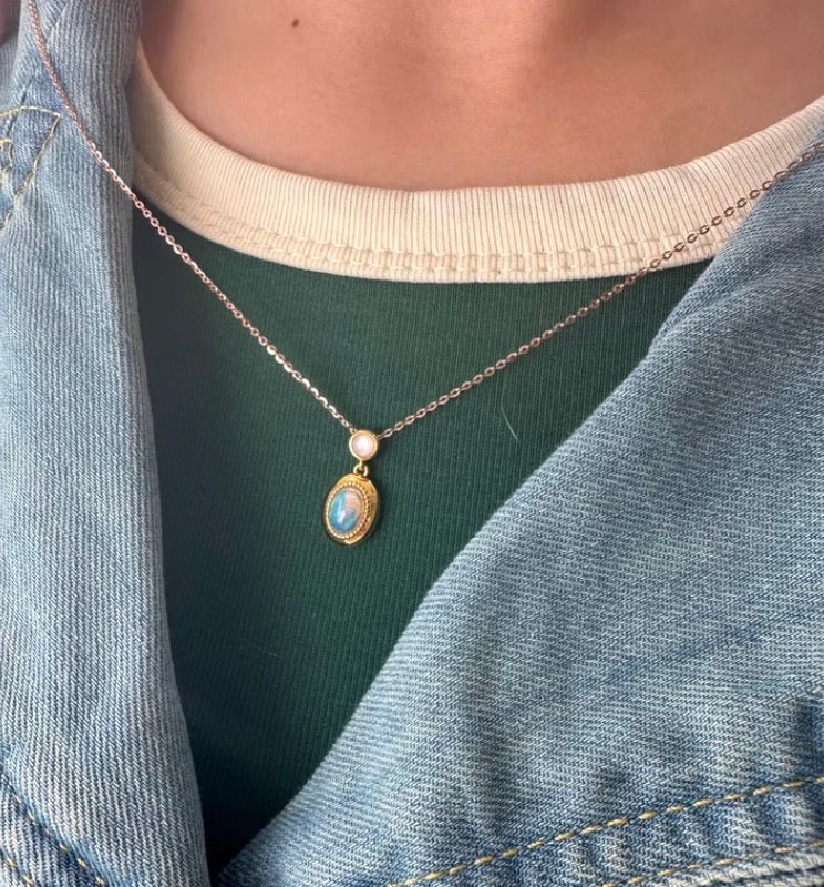 K18YG ペンダントトップ ホワイトオパール オーバル ぷっくり カボション 18K 18金 YG イエローゴールド ネックレス チャーム ペンダント アコヤ真珠 あこや真珠 akoya pearl - Jewelry Hills Tokyo