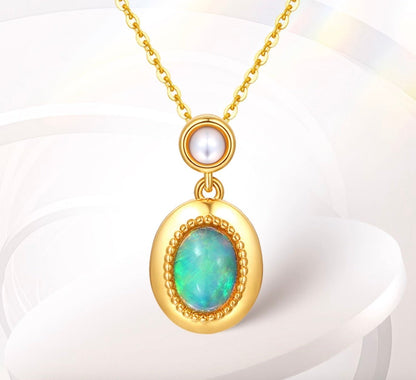 K18YG ペンダントトップ ホワイトオパール オーバル ぷっくり カボション 18K 18金 YG イエローゴールド ネックレス チャーム ペンダント アコヤ真珠 あこや真珠 akoya pearl - Jewelry Hills Tokyo