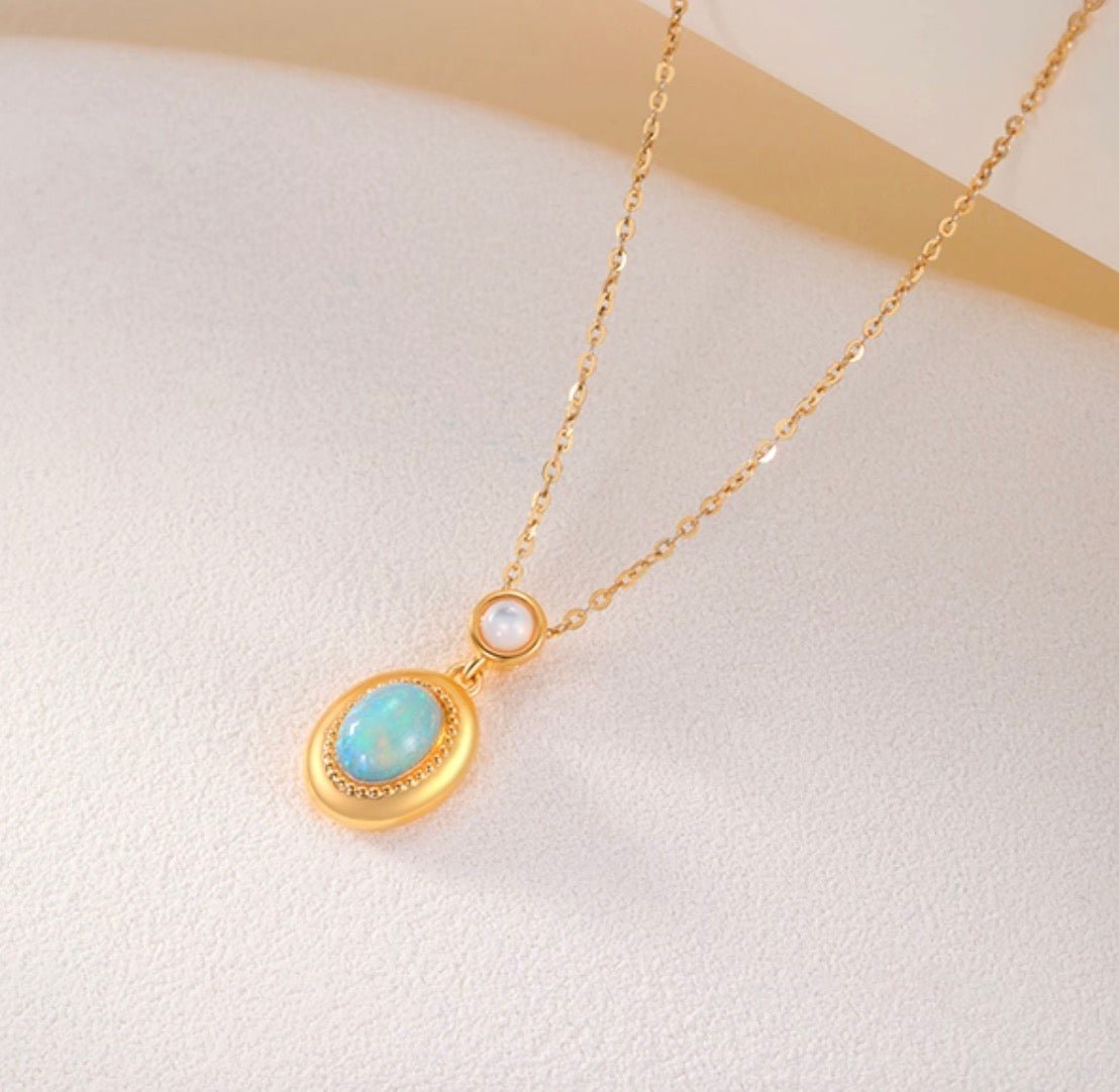 K18YG ペンダントトップ ホワイトオパール オーバル ぷっくり カボション 18K 18金 YG イエローゴールド ネックレス チャーム ペンダント アコヤ真珠 あこや真珠 akoya pearl - Jewelry Hills Tokyo