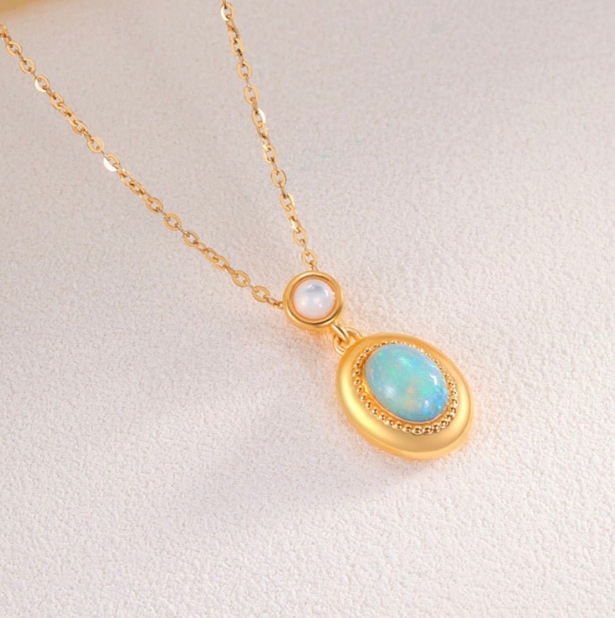 K18YG ペンダントトップ ホワイトオパール オーバル ぷっくり カボション 18K 18金 YG イエローゴールド ネックレス チャーム ペンダント アコヤ真珠 あこや真珠 akoya pearl - Jewelry Hills Tokyo