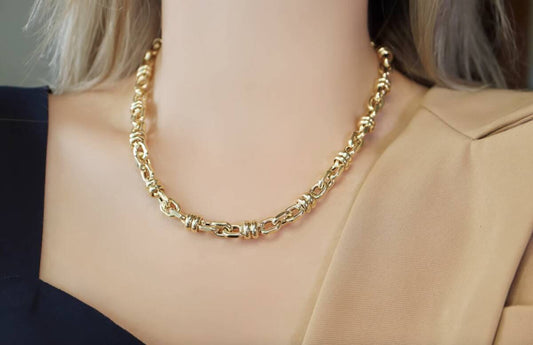 K18YG イエローゴールド 18K レオンチェーン ケーブルチェーン オーバル ネックレス メンズ レディース 太め 太い チェーンネックレス ボリューム - Jewelry Hills Tokyo