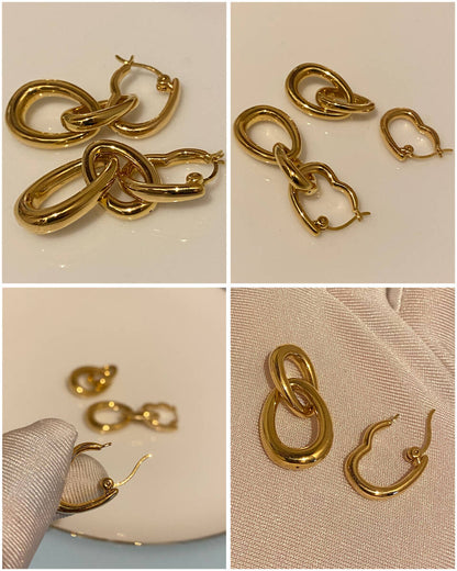 K18YG イエローゴールド 18K ピアス フープピアス リングピアス 2way イタリアンジュエリー オーバル ハート 中空 チャーム ペンダント等 3way 4way - Jewelry Hills Tokyo