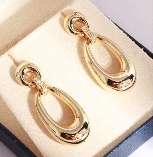K18YG イエローゴールド 18K ピアス スタッドピアス 2way ダイヤモンド イタリアンジュエリー オーバル ラウンド 3way ペンダントトップ チャーム - Jewelry Hills Tokyo