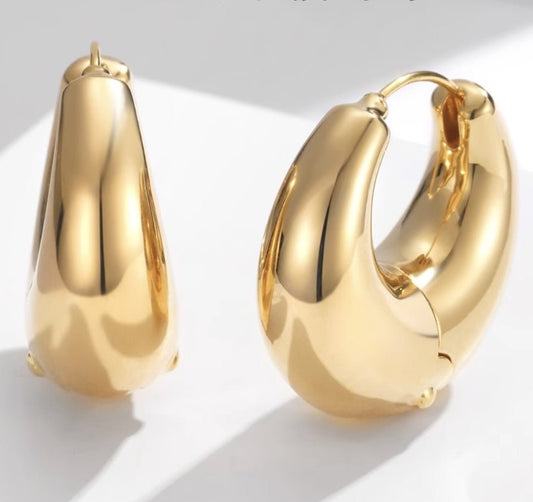 K18YG イエローゴールド 18K ピアス リングピアス フープピアス イタリアンジュエリー 太め 大きめ 大ぶり ボリューム ラウンド - Jewelry Hills Tokyo