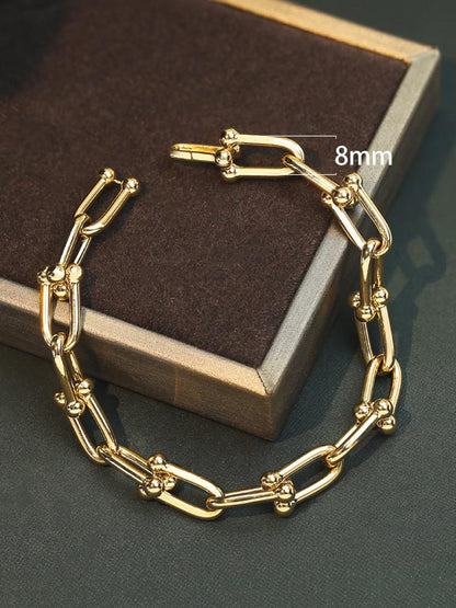K18YG ホースモチーフ ブレスレット 馬の蹄 チェーンブレス 太め 18K ホースシュー - Jewelry Hills Tokyo