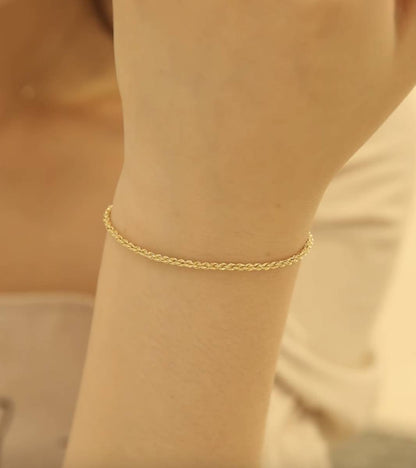 K18YG イエローゴールド 18K ツイスト ロープチェーン 綱 ブレスレット ブレス メンズ レディース ユニセックス スライド式 アジャスター - Jewelry Hills Tokyo