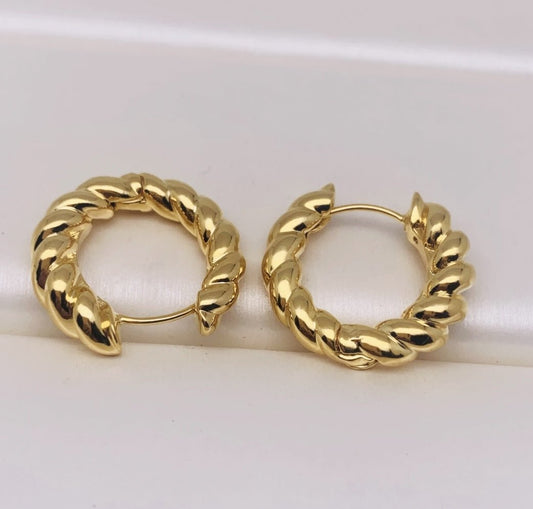 K18YG イエローゴールド 18K ピアス フープピアス イタリアンジュエリー リングピアス ツイスト ねじり ロープ 輪っか ラウンド 中空 円形 - Jewelry Hills Tokyo