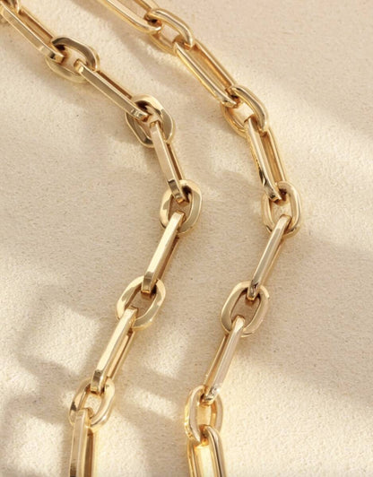 K18YG イエローゴールド 18K レオンチェーン ケーブルチェーン オーバル ネックレス メンズ レディース 中空 男女共用 大ぶり 太め 太い ボリューム - Jewelry Hills Tokyo