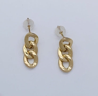 K18YG イエローゴールド 18K ピアス スタッドピアス イタリアンジュエリー 喜平チェーン チェーンピアス ツイスト 中空 ワンポイント 喜平 - Jewelry Hills Tokyo