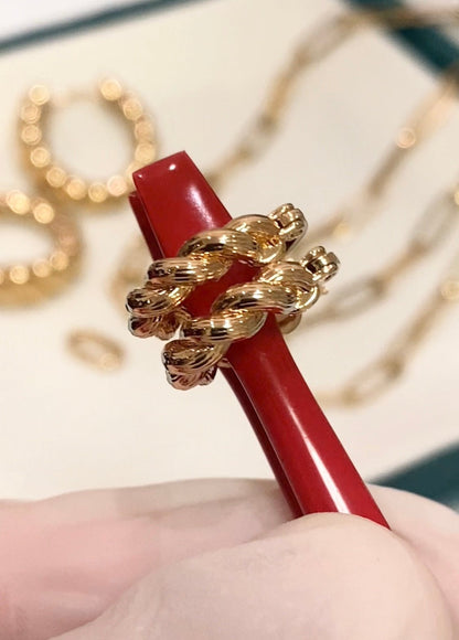 K18YG イエローゴールド 18K フープピアス ねじり ロープ ピアス メンズ レディース ユニセックス リングピアス ツイスト 中空ピアス - Jewelry Hills Tokyo