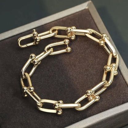 K18YG ホースモチーフ ブレスレット 馬の蹄 チェーンブレス 太め 18K ホースシュー - Jewelry Hills Tokyo