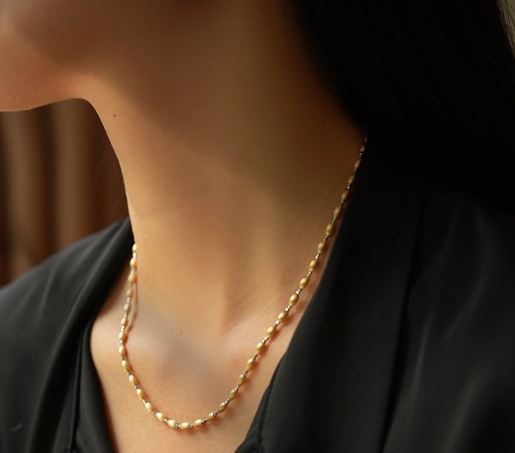 K18YG イエローゴールド 18K ネックレス フォガロチェーン チェーンネックレス ミラーボール WG ホワイトゴールド ビーズネックレス - Jewelry Hills Tokyo