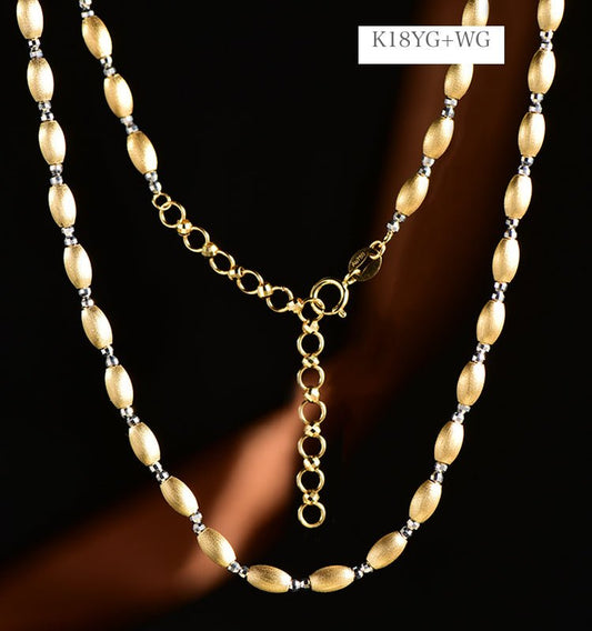 K18YG イエローゴールド 18K ネックレス フォガロチェーン チェーンネックレス ミラーボール WG ホワイトゴールド ビーズネックレス - Jewelry Hills Tokyo