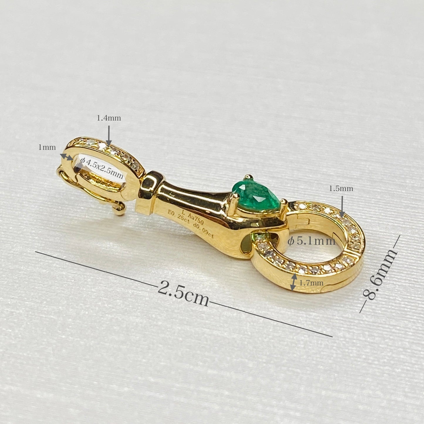 K18YG エメラルド ペンダント バチカン パーツ 繋ぎ クリッカー コネクター 18K ペンダントパーツ クラスプ YG ダイヤモンド ダイヤ マルチバチカン イエローゴールド - Jewelry Hills Tokyo
