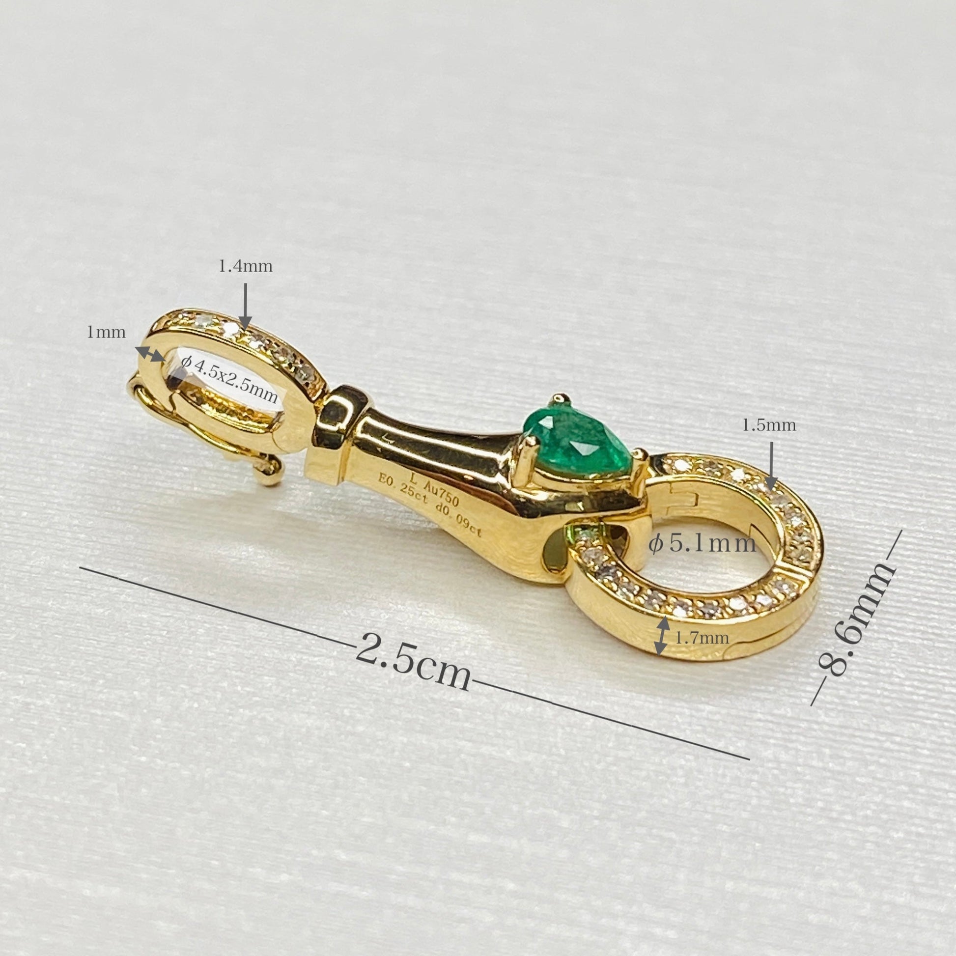 K18YG エメラルド ペンダント バチカン パーツ 繋ぎ クリッカー コネクター 18K ペンダントパーツ クラスプ YG ダイヤモンド ダイヤ マルチバチカン イエローゴールド - Jewelry Hills Tokyo
