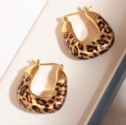 K18YG イエローゴールド 18K フープピアス 豹柄 レオパード ピアス リングピアス 模様 YG 柄 大ぶり ドロップピアス - Jewelry Hills Tokyo