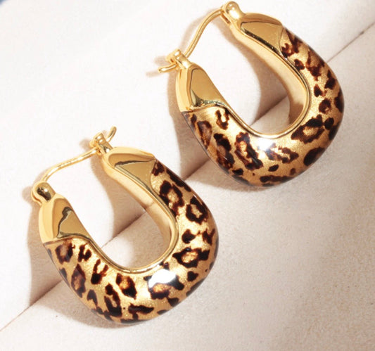 K18YG イエローゴールド 18K フープピアス 豹柄 レオパード ピアス リングピアス 模様 YG 柄 大ぶり ドロップピアス - Jewelry Hills Tokyo