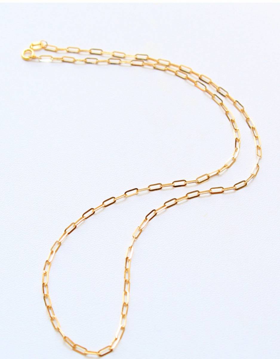 K18YG 2.1mm 40cm~ (最大50cm) イエローゴールド チェーン クリップチェーン ペーパークリップ 18K チェーンネックレス ネックレス - Jewelry Hills Tokyo