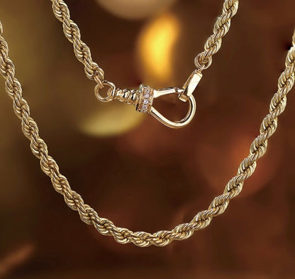 K18YG イエローゴールド ネックレス ロープチェーン 2.7mm ダイヤモンド ダイヤ 太め 太い ツイスト イタリアンジュエリー 18K YG 45cm~ - Jewelry Hills Tokyo