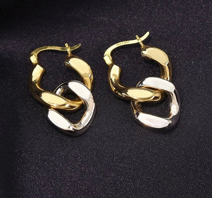 K18YG イエローゴールド フープピアス ピアス リングピアス 中空 喜平チェーン チェーンピアス 2way 18金 18K K18 K18WG ホワイトゴールド イタリアンジュエリー - Jewelry Hills Tokyo