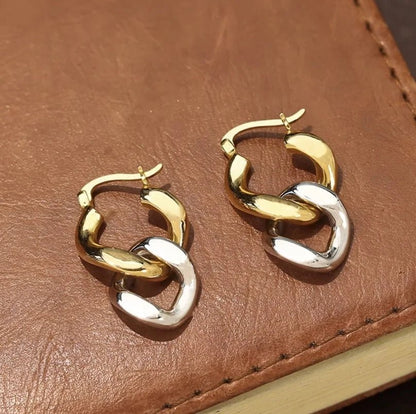 K18YG イエローゴールド フープピアス ピアス リングピアス 中空 喜平チェーン チェーンピアス 2way 18金 18K K18 K18WG ホワイトゴールド イタリアンジュエリー - Jewelry Hills Tokyo